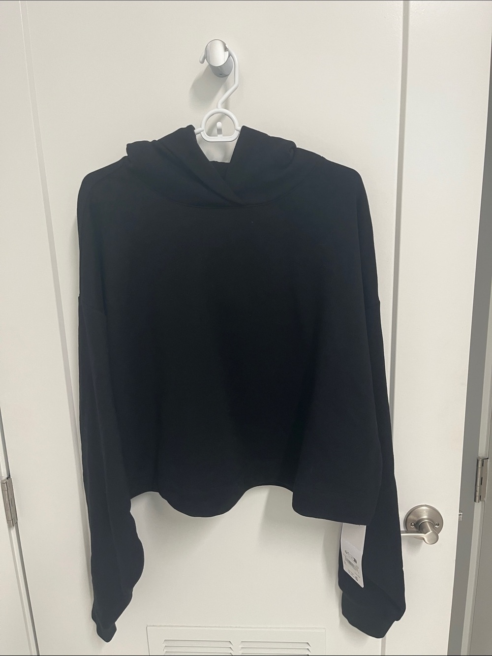 ALO Yoga Black Cropped Cowl Hoodie Sweater Top